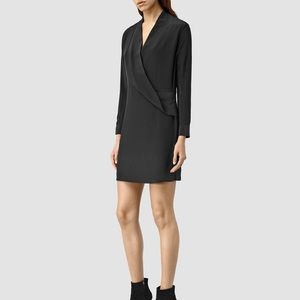 🚫SOLD🚫 All Saints Silk Black Shirt Dress